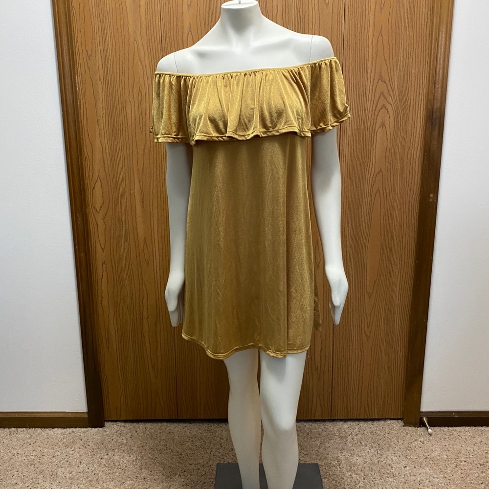 Gold Off-Shoulder Dress